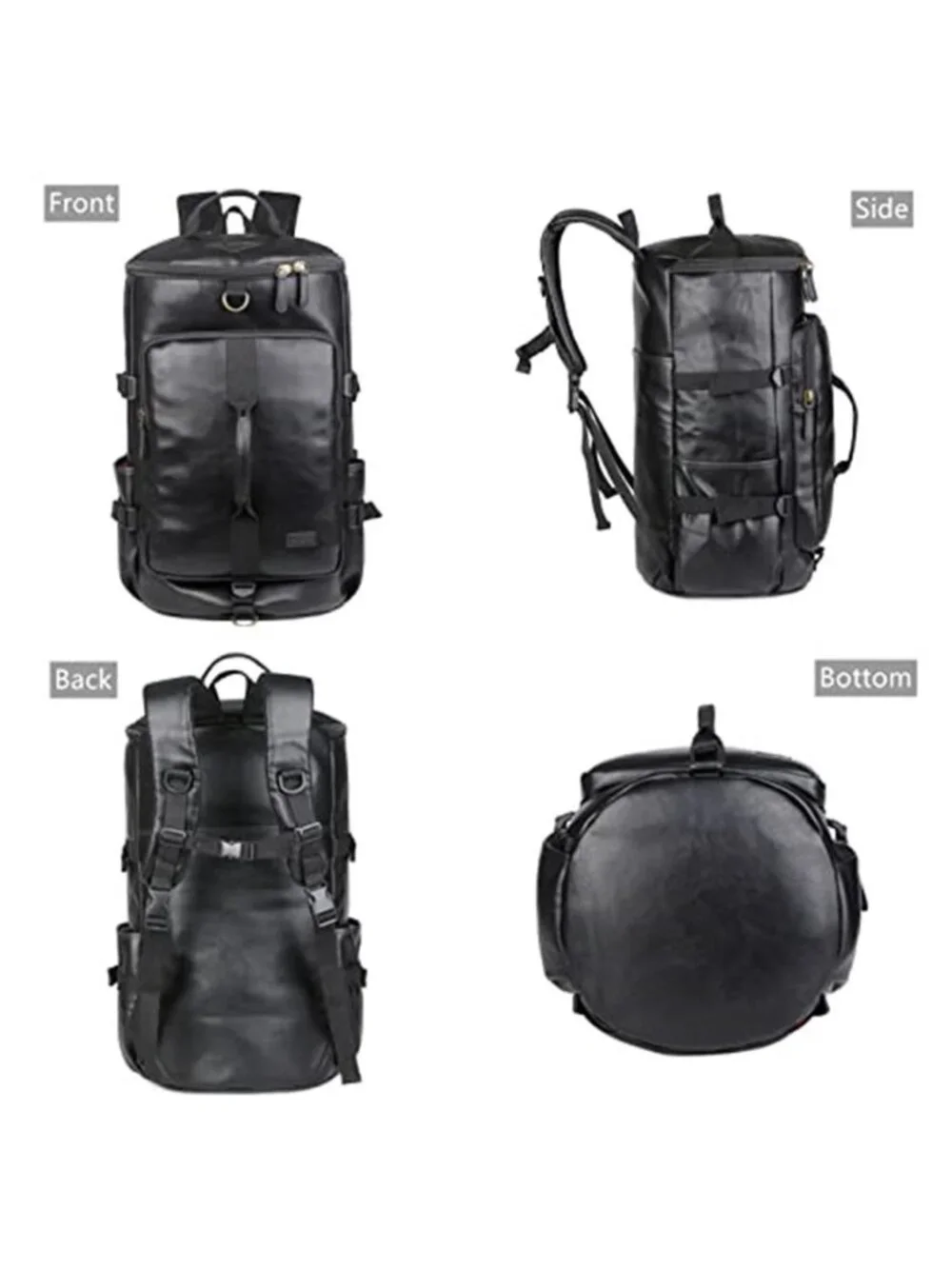 Men's Vegan Leather Weekender Travel Duffel Tote Bag Backpack Convertible